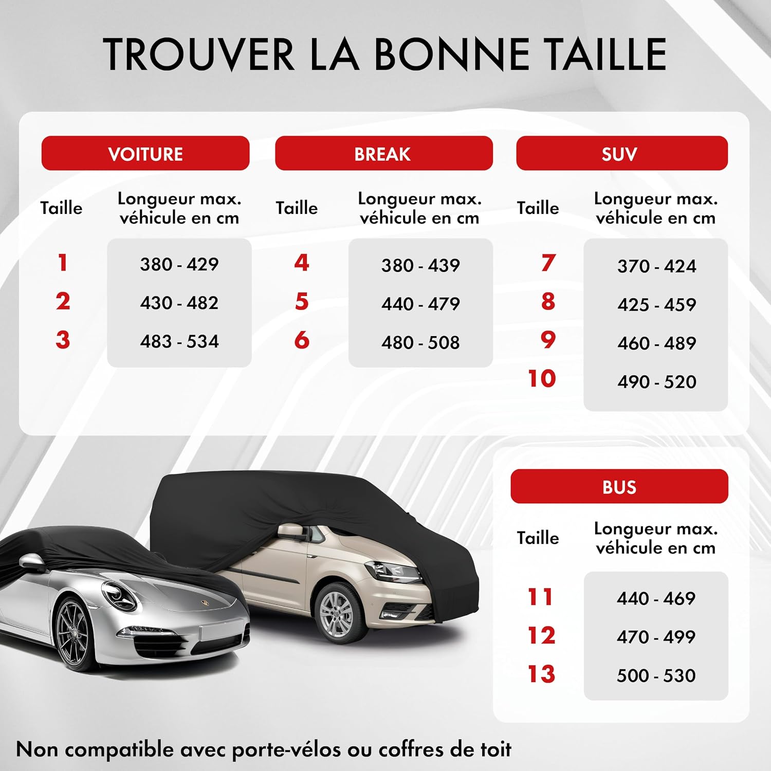 Thumbnail 4 de WALSER Premium Housse de voiture d’intérieur Indoor Stretch Plus, taille 3, rouge