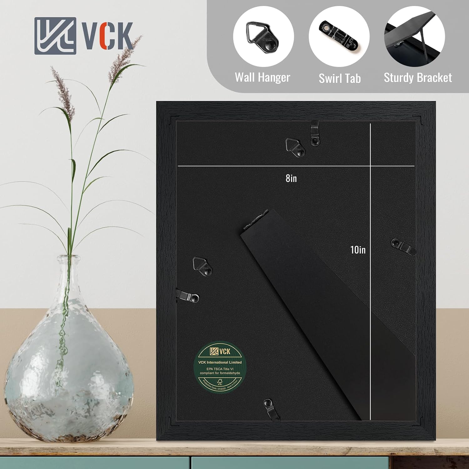 Thumbnail 2 de VCK 8x10 Picture Frame Set of 5 – Versatile Black Frames for 5x7 or 8x10 Displays