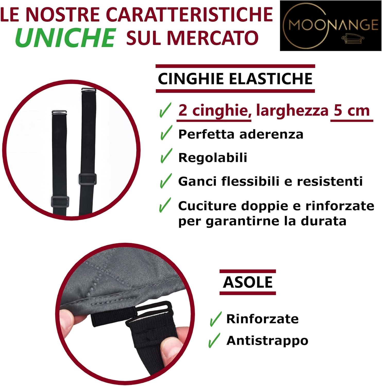 Thumbnail 2 de Moonange Copridivano 3 Posti con Braccioli Seduta 165 cm: impermeabile, reversibile e anti-pelo — Bordeaux