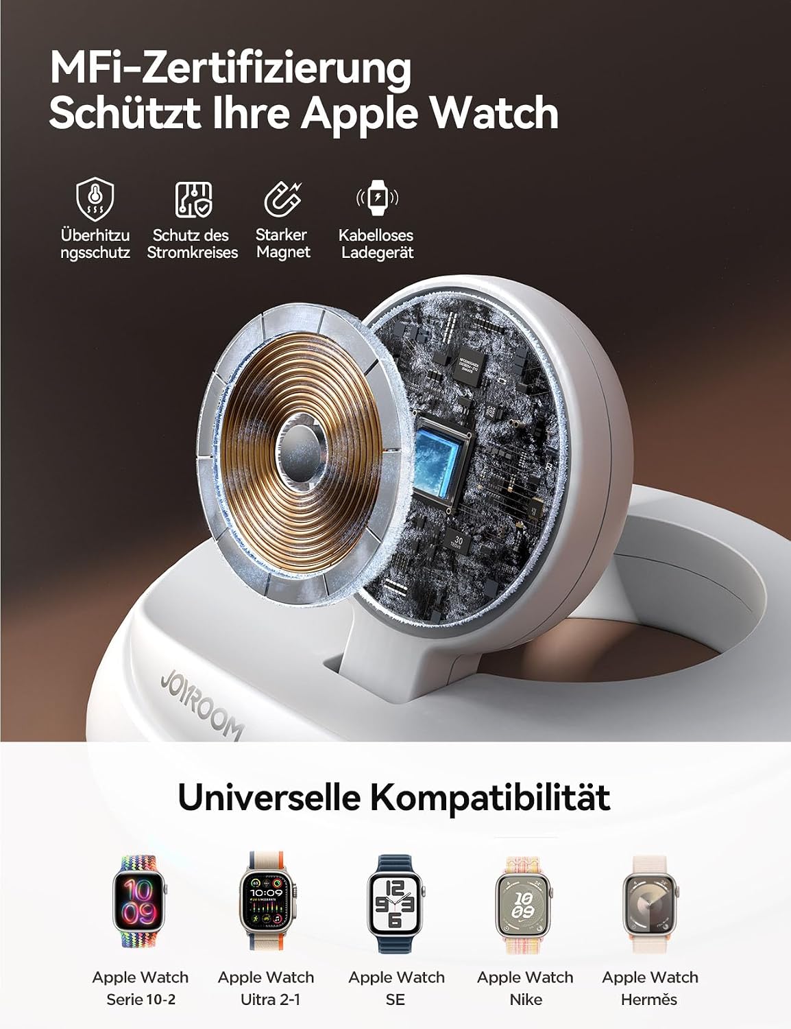 Detalle de JOYROOM Kabellose Apple Watch Ladestation mit magnetischem Ladegerät – S11
