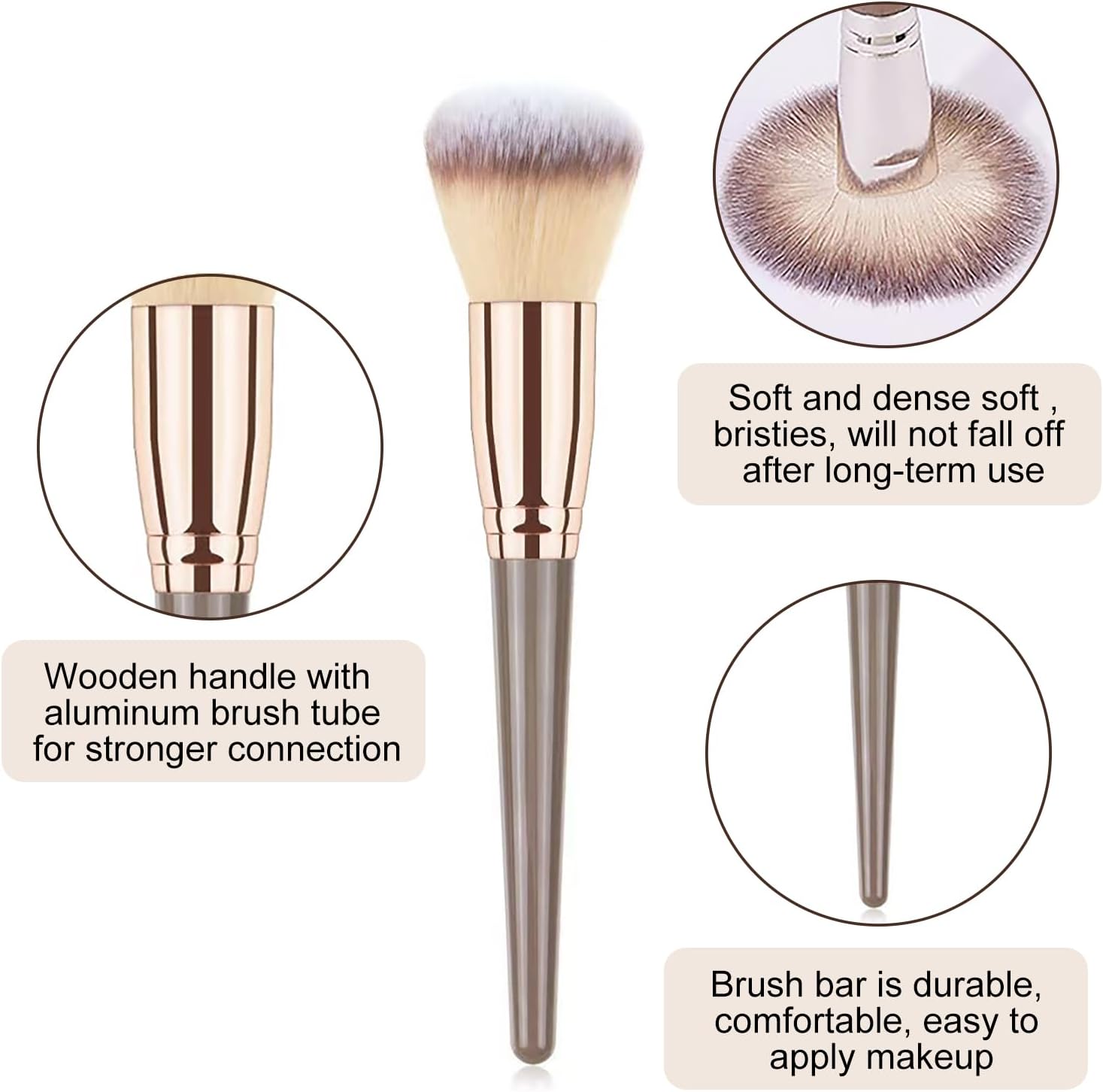 Detalle de YPYMOD 15 Pezzi Set Pennelli Make up – Pennelli Professionali con Trousse in Pelle PU