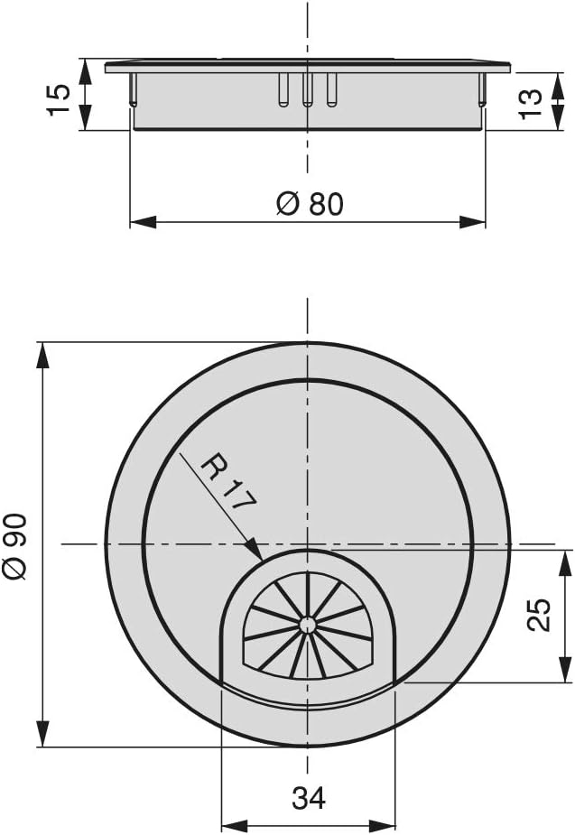 Thumbnail 1 de Emuca Passe-câble Rond Encastrable Ø80 mm – Zamac Chromé Mat pour Bureau
