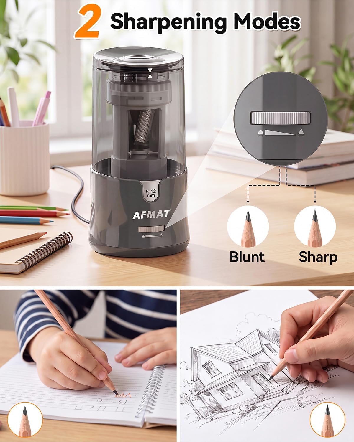 Thumbnail 5 de AFMAT PS91 Electric Pencil Sharpener for 6–12 mm Pencils, Auto Stop