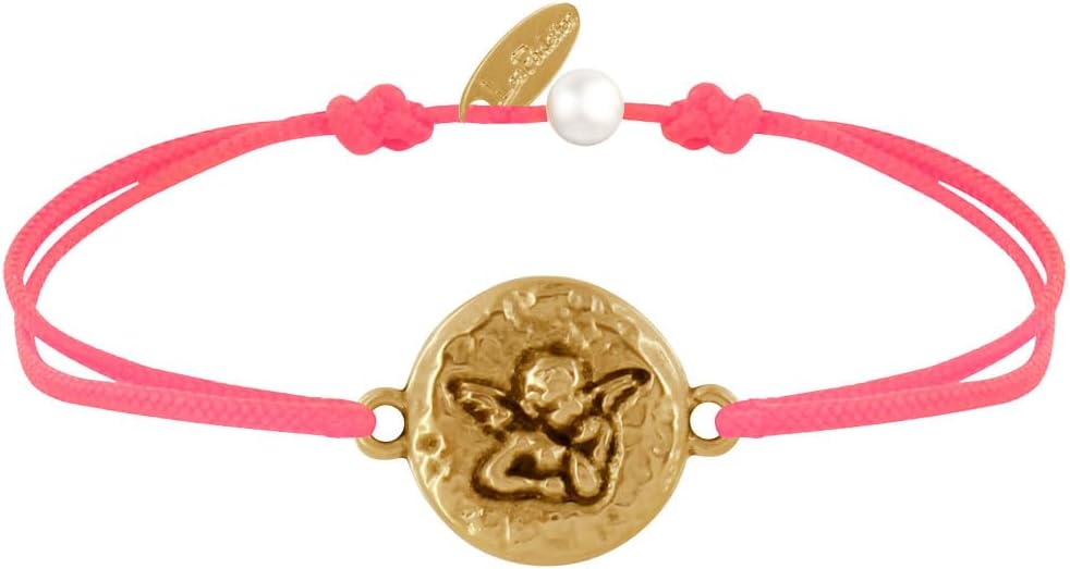 Thumbnail 4 de Les Poulettes Bijoux bracciale con medaglia tonda martellata in ottone dorato Angelo Raffaele