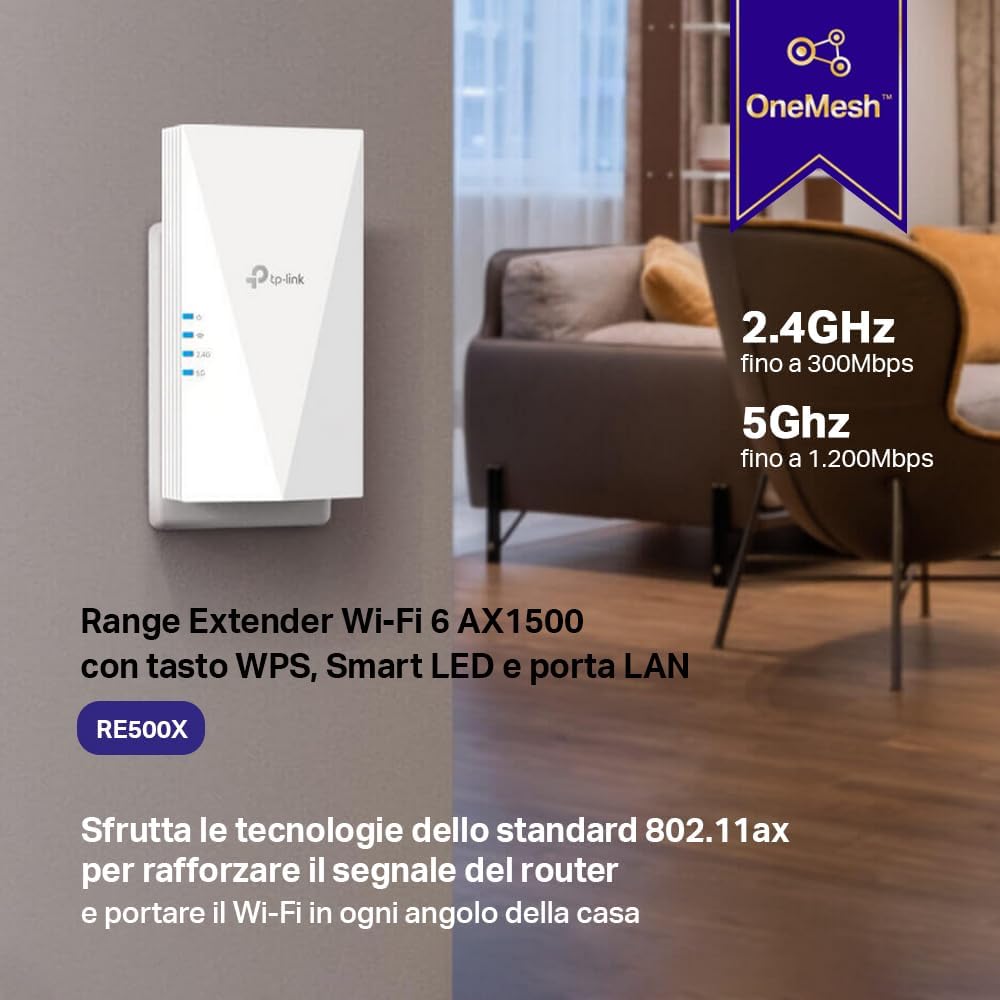 Thumbnail 1 de TP-Link RE500X Ripetitore WiFi 6 AX1500 Mbps 📶