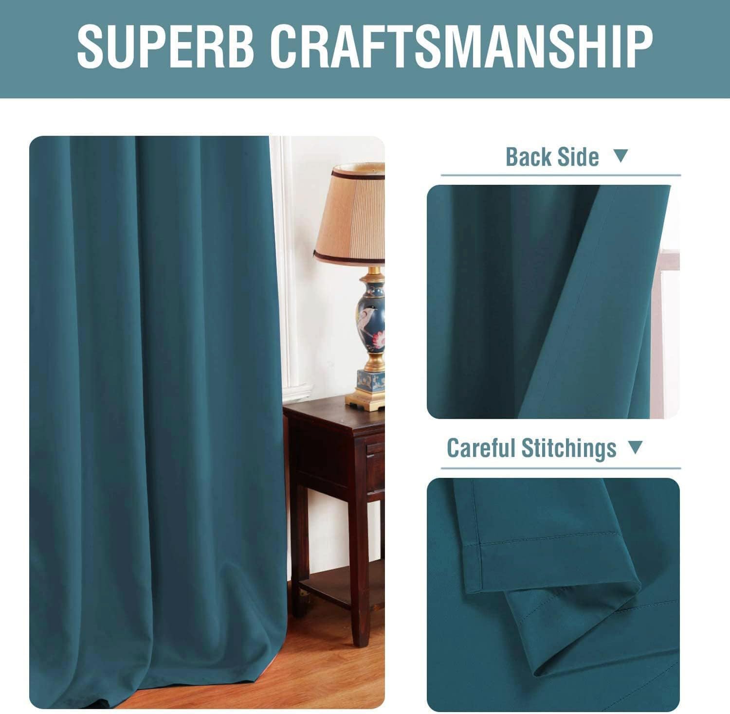 Detalle de H.VERSAILTEX 1 Blackout Curtain, Dark Teal, 52 x 96-Inch Grommet Panel