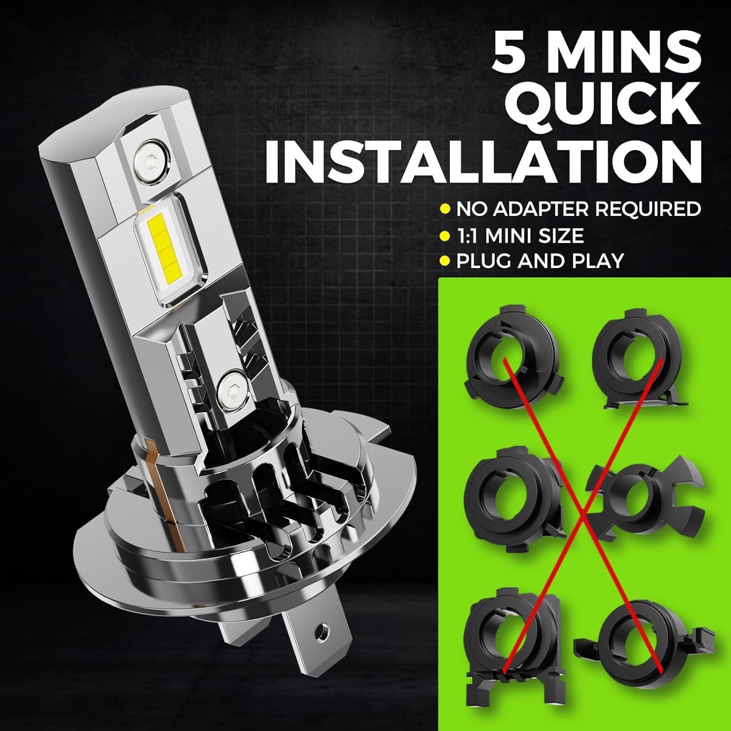 Thumbnail 6 de Autoyes H7/H1 LED Headlight Bulb (6500K) – Plug-and-play cool white upgrade with Canbus error-free support