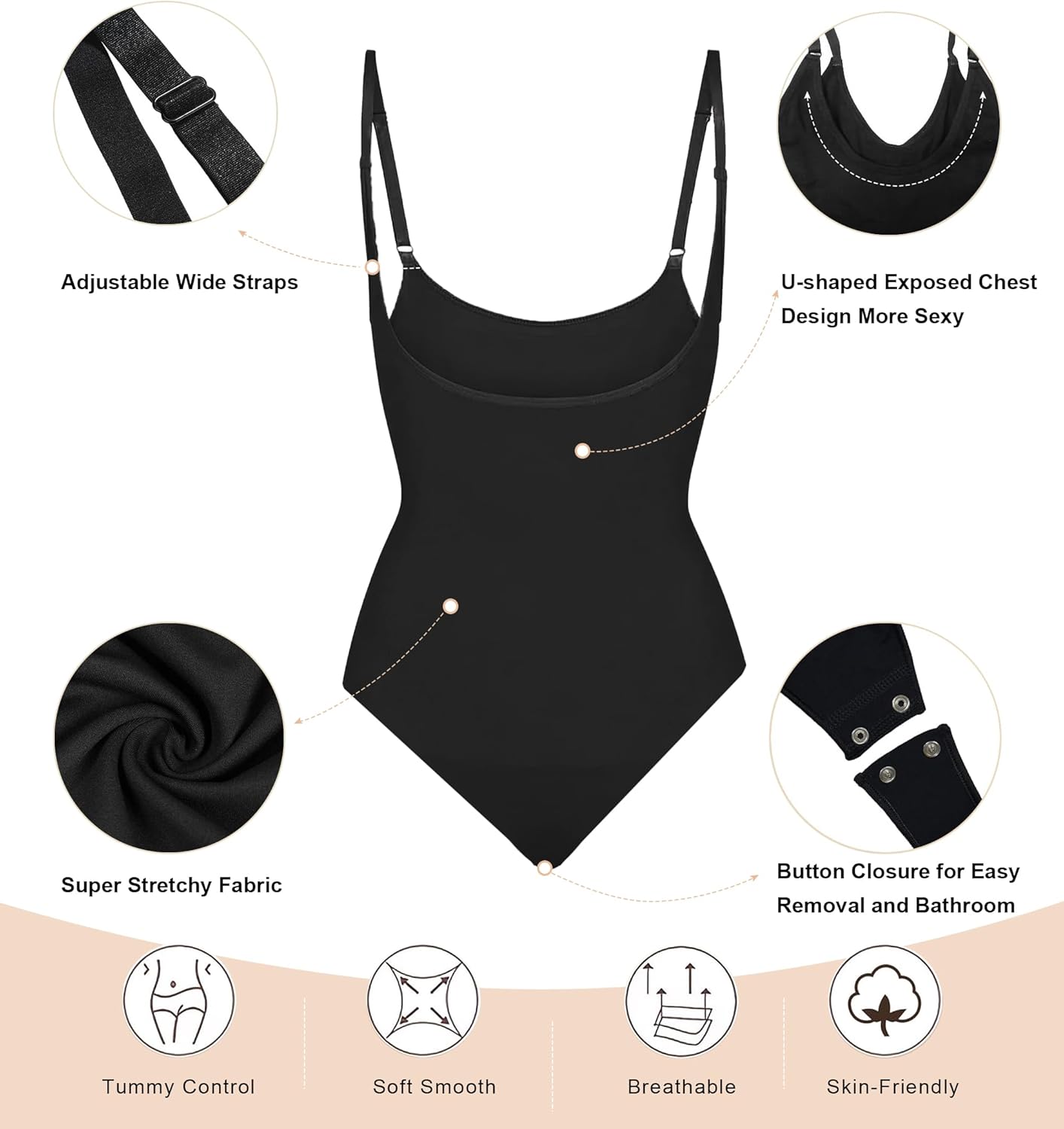 Detalle de SHAPERX Open Bust Shapewear ⚙