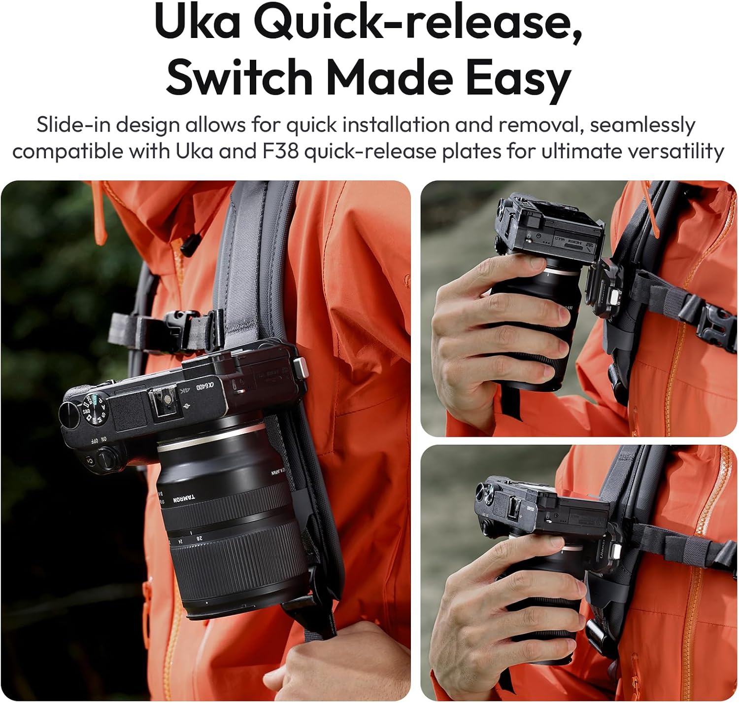 Detalle de ULANZI Kamera-Rucksack-Gurt-Clip UKA07 mit Schnellentriegelungssystem (bis 10 kg), kompatibel mit UKA-QR-Platten