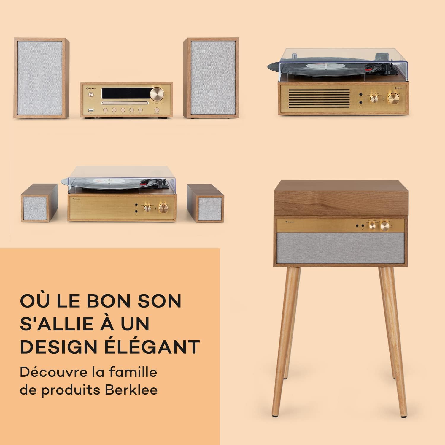 Thumbnail 4 de Auna Platine Vinyle Bluetooth avec Haut-Parleur — Tourne-Disque 33 Tours, chaîne Hi-Fi vintage