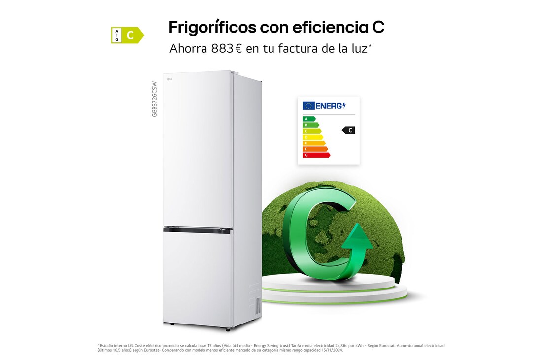 Detalle 2 de LG GBBS726CSW Frigorífico combi 375 l, 2,03 m