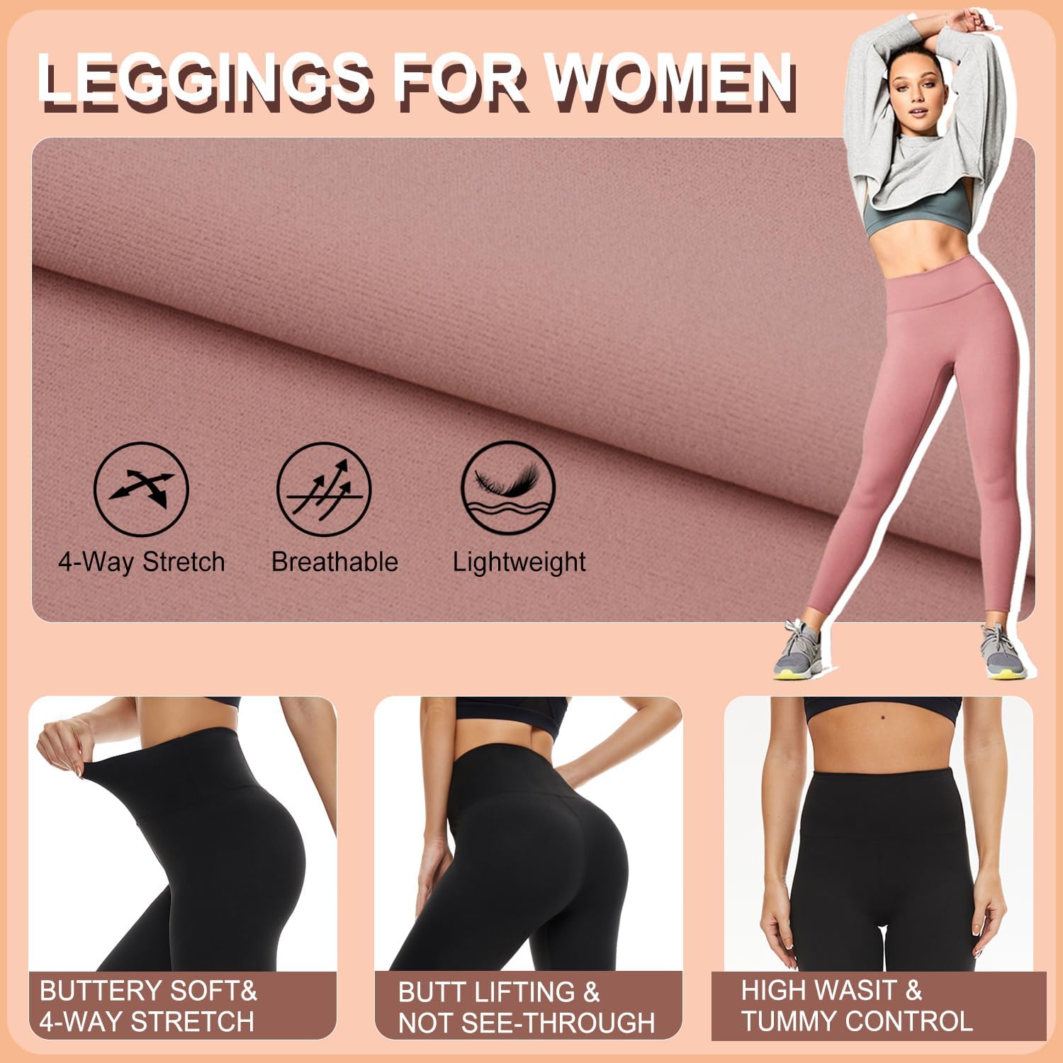 Thumbnail 2 de ACTINPUT soft high waisted tummy control leggings for women