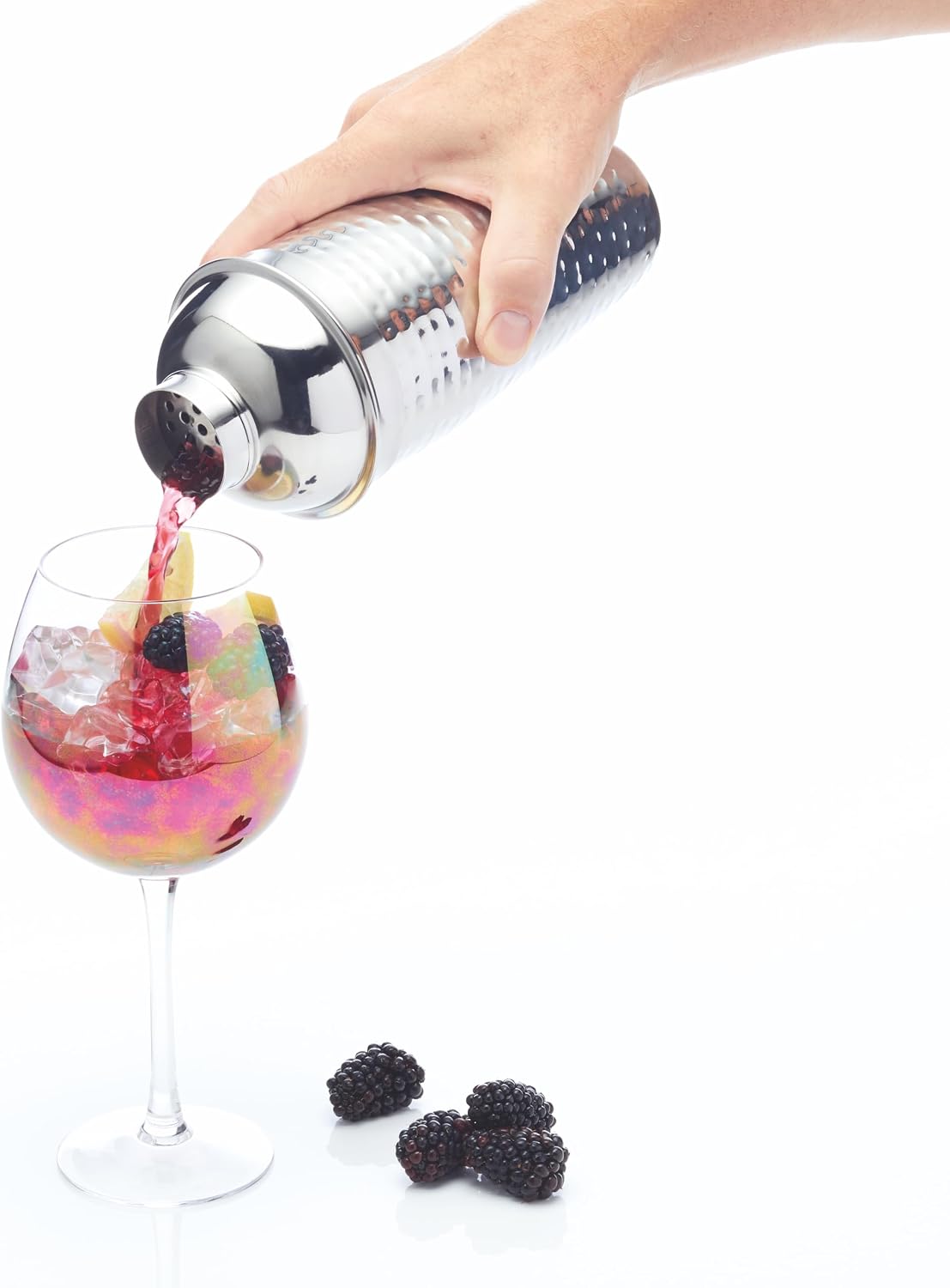 Thumbnail 4 de BarCraft Luxury Stainless Steel Cocktail Shaker, 700ml, Hammered Finish
