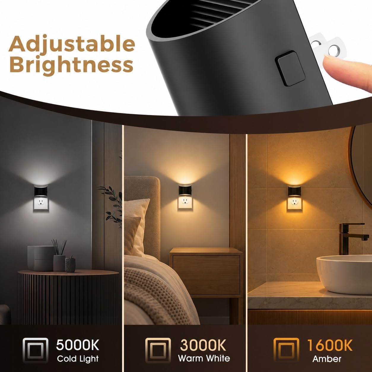 Thumbnail 4 de L LOHAS LED GY107 Plug-In LED Night Lights, 3 Colour Temperatures, 2-Pack