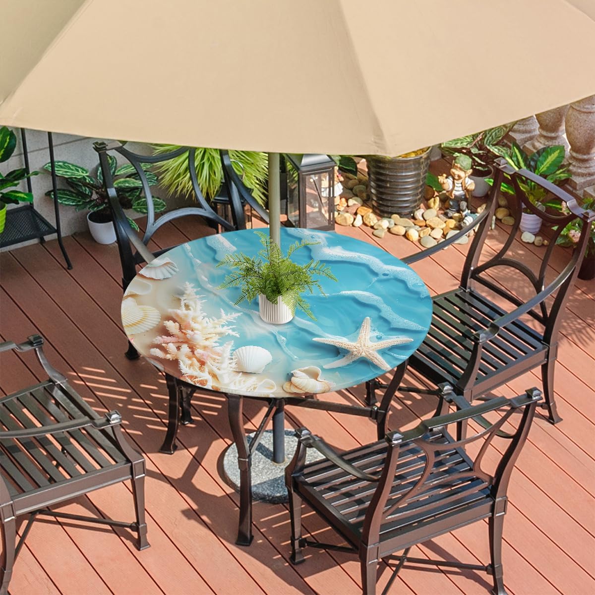 Thumbnail 6 de YPPAHHHH Round Outdoor Tablecloth, 45–56-Inch Fit