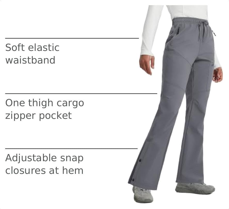 Detalle de baleaf Women's Fleece-Lined Snow Pants, Water-Resistant Softshell, 3 Zip Pockets
