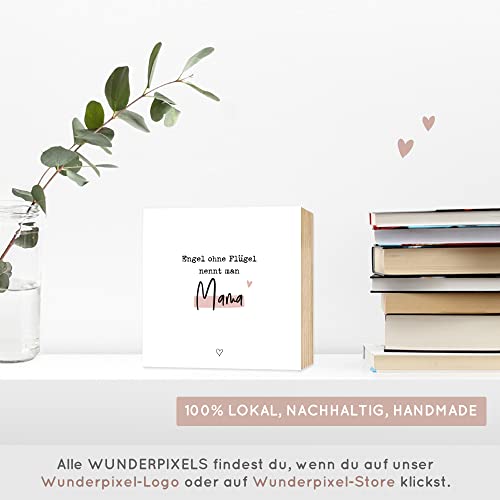 Detalle de Wunderpixel Holzbild Geschenk Mama Engel – 15x15x2 cm, echtes Foto auf Birkenholz
