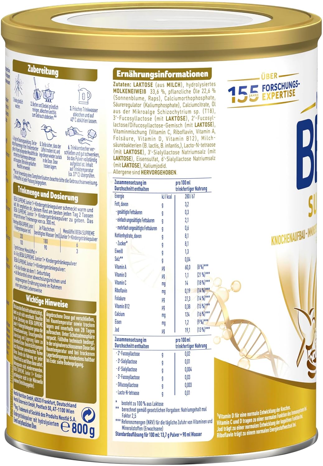 Thumbnail 1 de BEBA SUPREME JUNIOR 1 Plus – Kleinkindnahrung ab dem 1. Geburtstag, 6 x 800 g