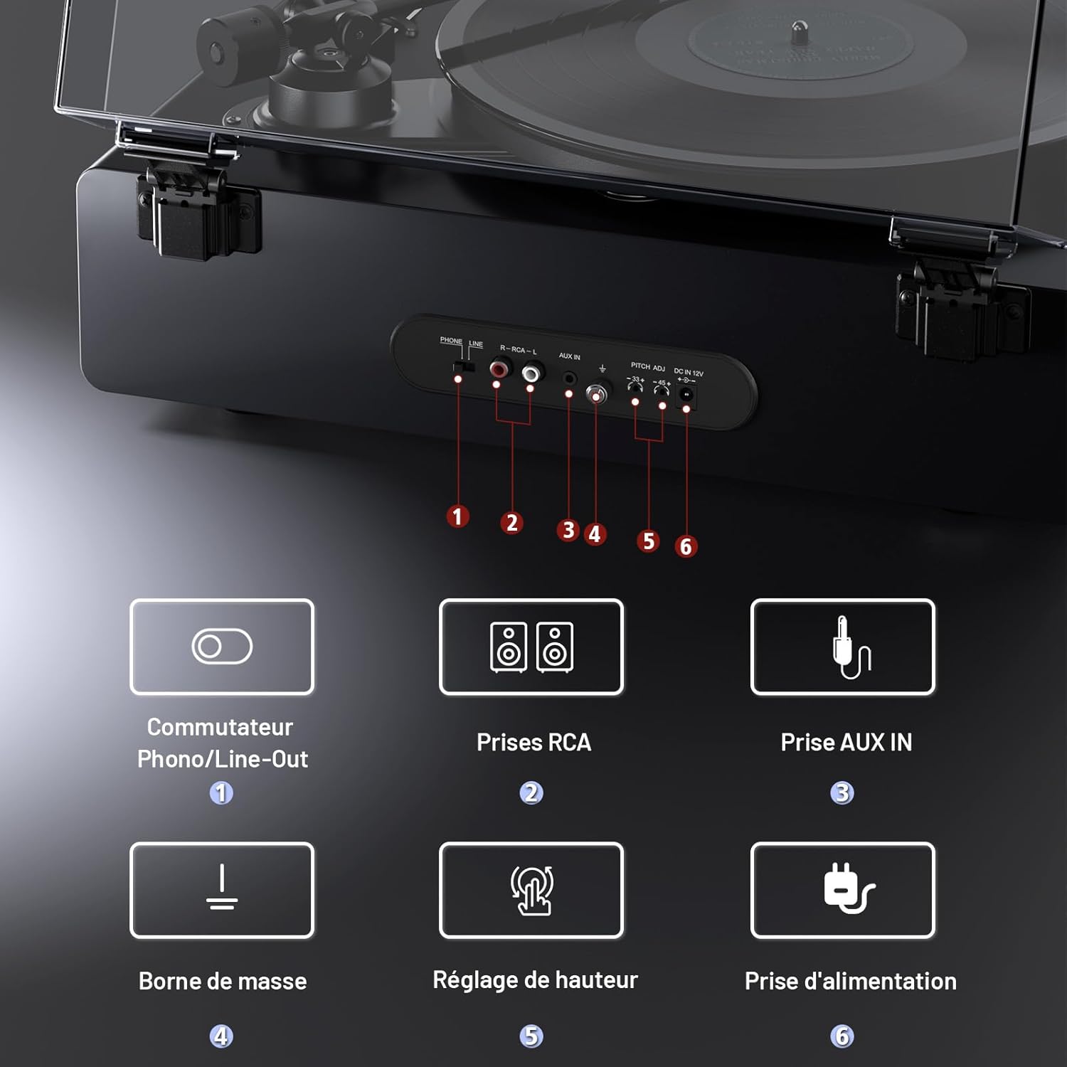 Thumbnail 3 de 1 BY ONE Tourne-Disque 33/45 RPM