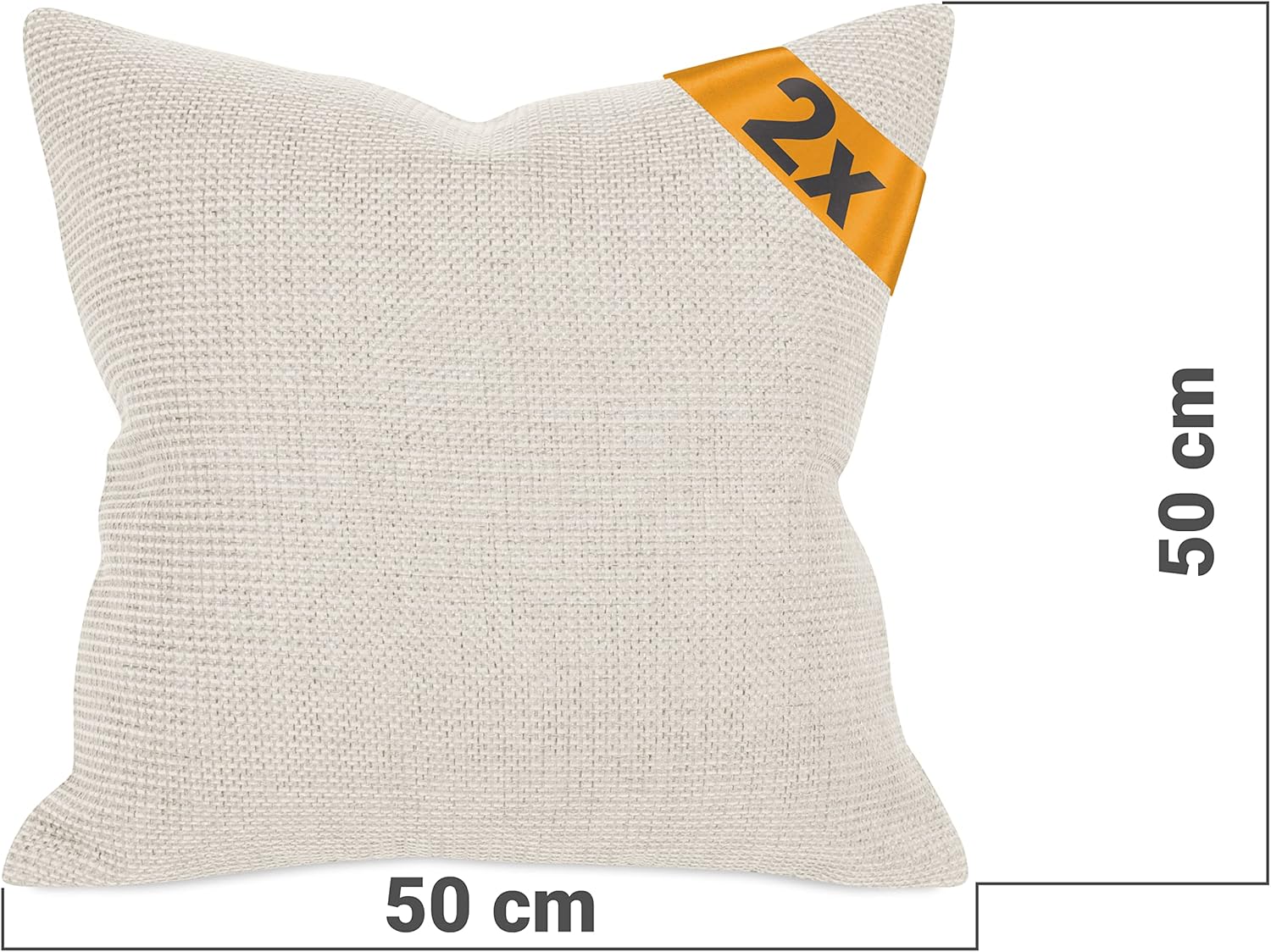 Detalle de Npluseins Lot de 2 Housses de Coussin 50x50 crème méliert — Motif texturé et aspect tapisserie