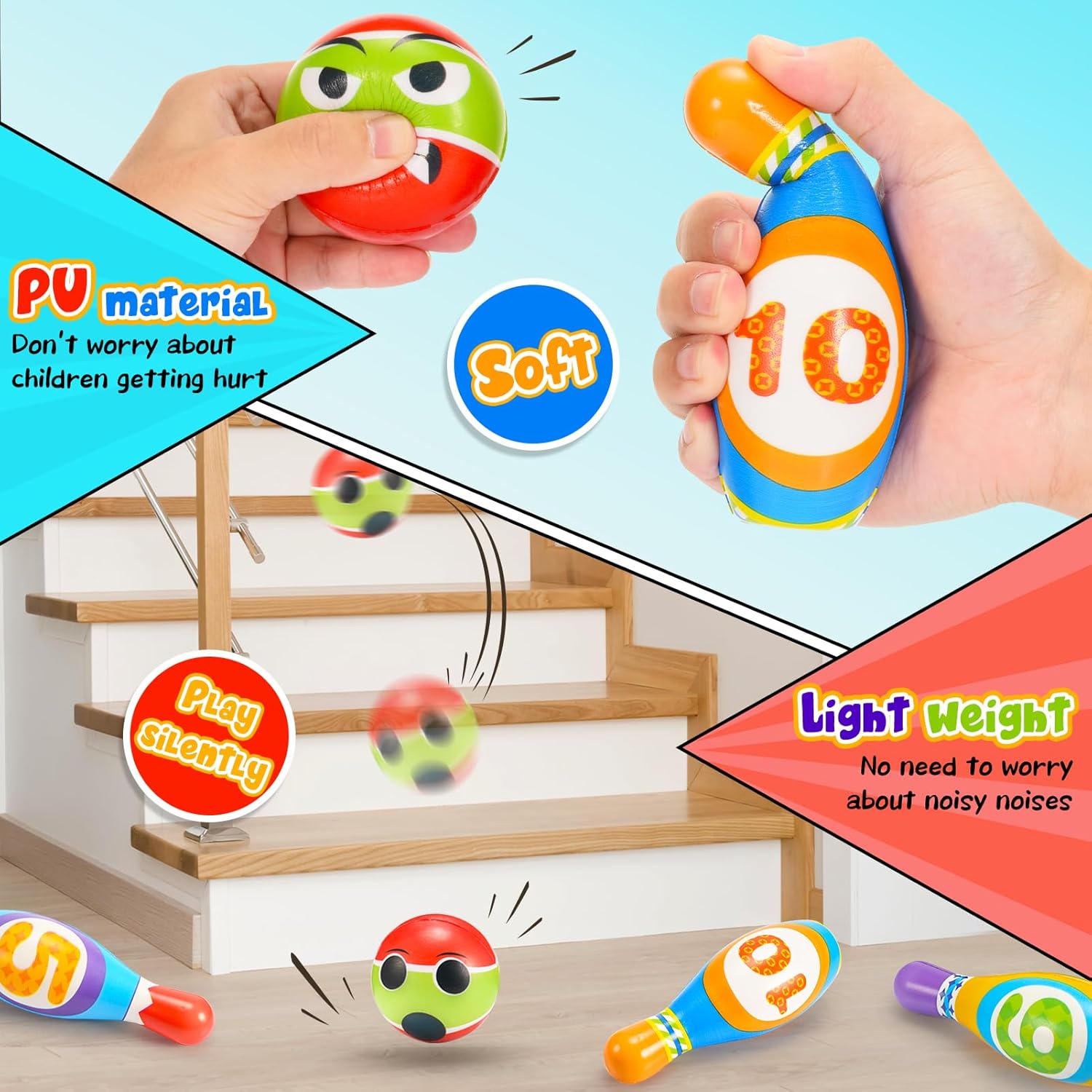 Thumbnail 4 de Qukir Bowling Set Kids 10-pin foam set