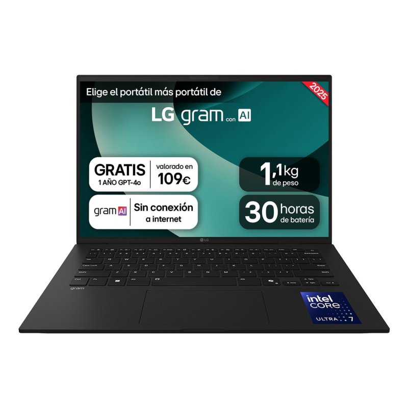 Detalle de LG Gram 14Z90T-G.AD8BB: ultraligero, potente y preparado para IA en movilidad