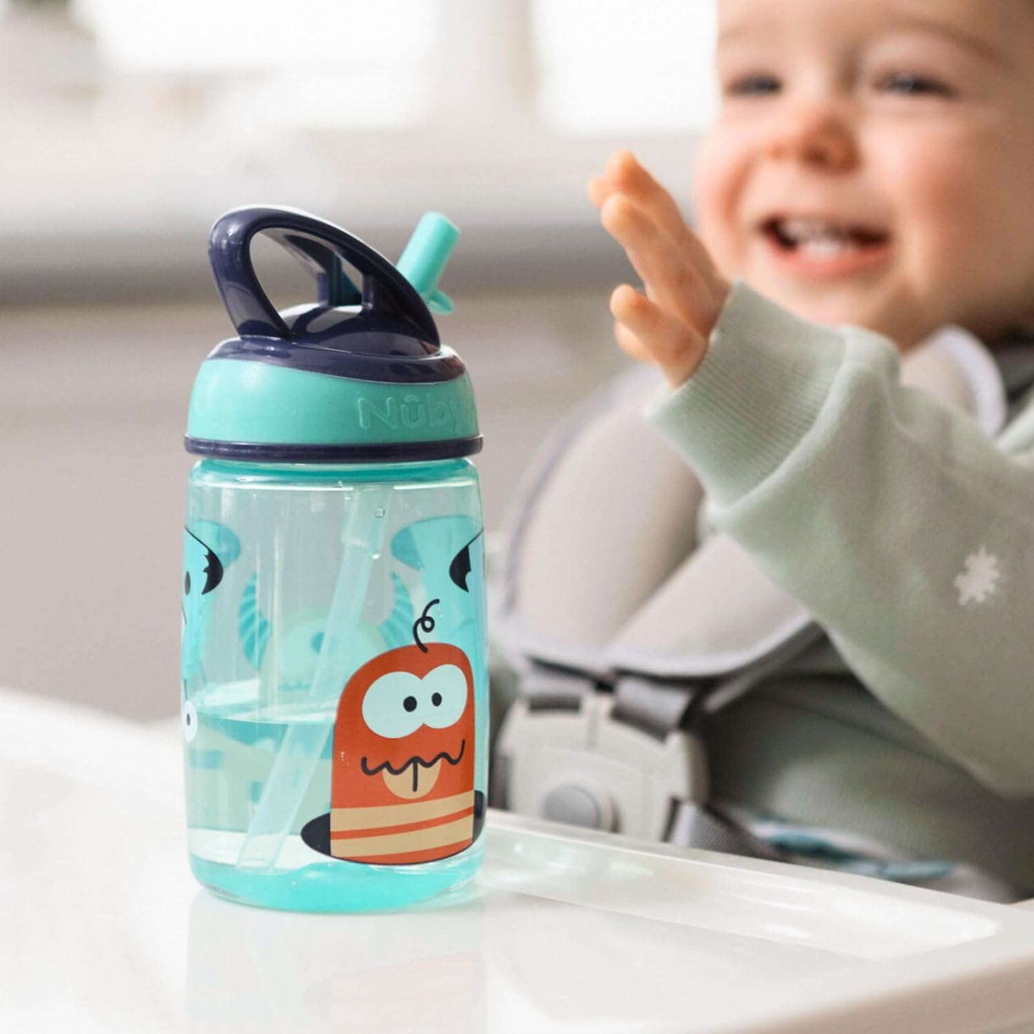 Thumbnail 1 de Nuby Mighty Swig Water Bottle – No Spill Active Toddler Sippy Cup (360ml/12oz) – Pack of 2