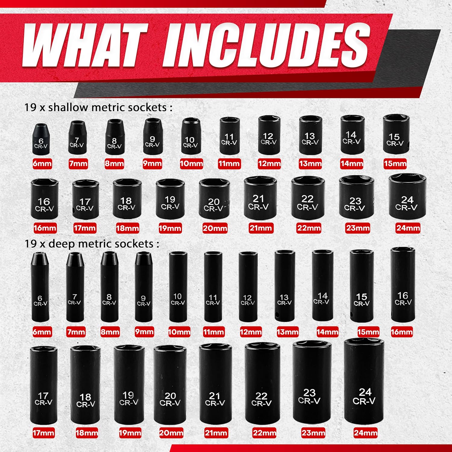 Thumbnail 1 de EACELIY 64pc 3/8 Socket Set 6-24mm