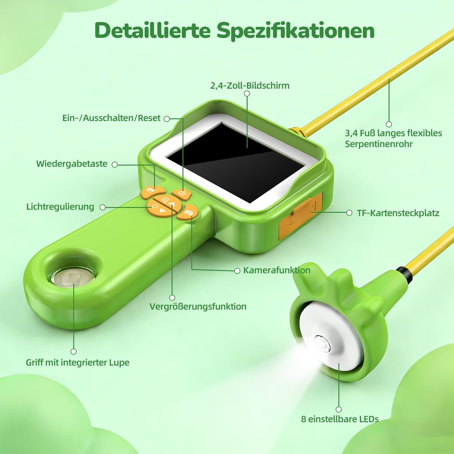 Detalle de FINIBO Endoskopkamera Kinder 2.4" Display