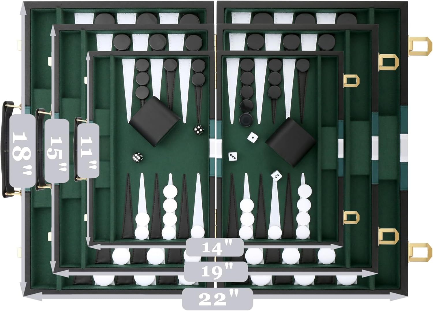 Thumbnail 4 de Backgammon Set with Premium Leather Case (18-inch) - Classic Portable Strategy Game for Adults & Kids, Black