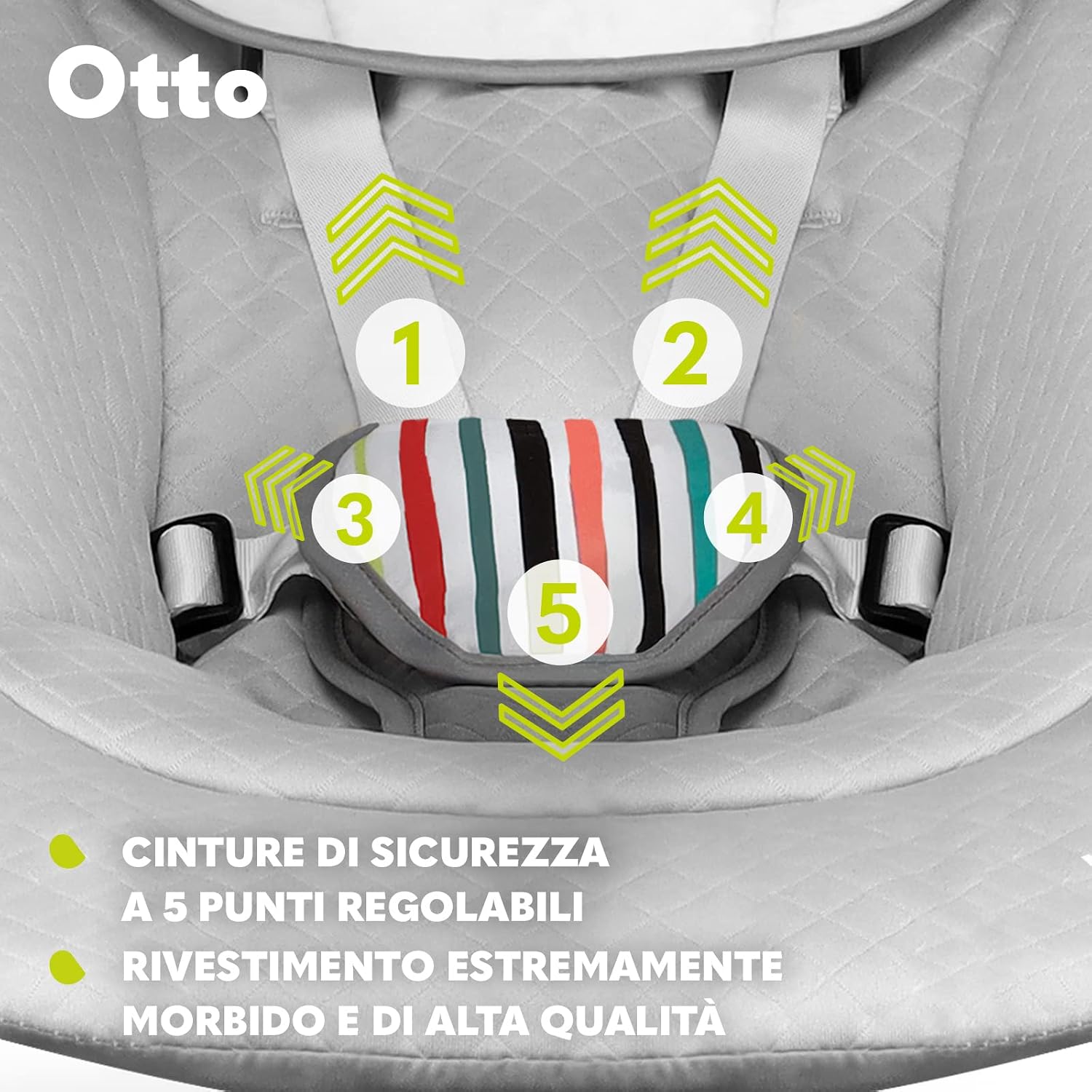 Thumbnail 3 de Lionelo Otto: Dondolo per Neonati e Bambini fino a 9 kg, con 4 Suoni Naturali, 5 Velocità, Cinture a 5 Punti e Posabilità Portatile