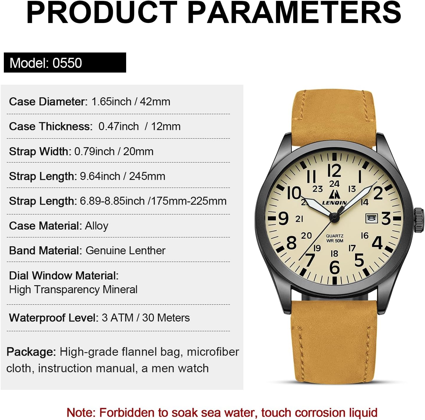 Thumbnail 6 de LN LENQIN Militär-Uhr für Herren mit 42 mm