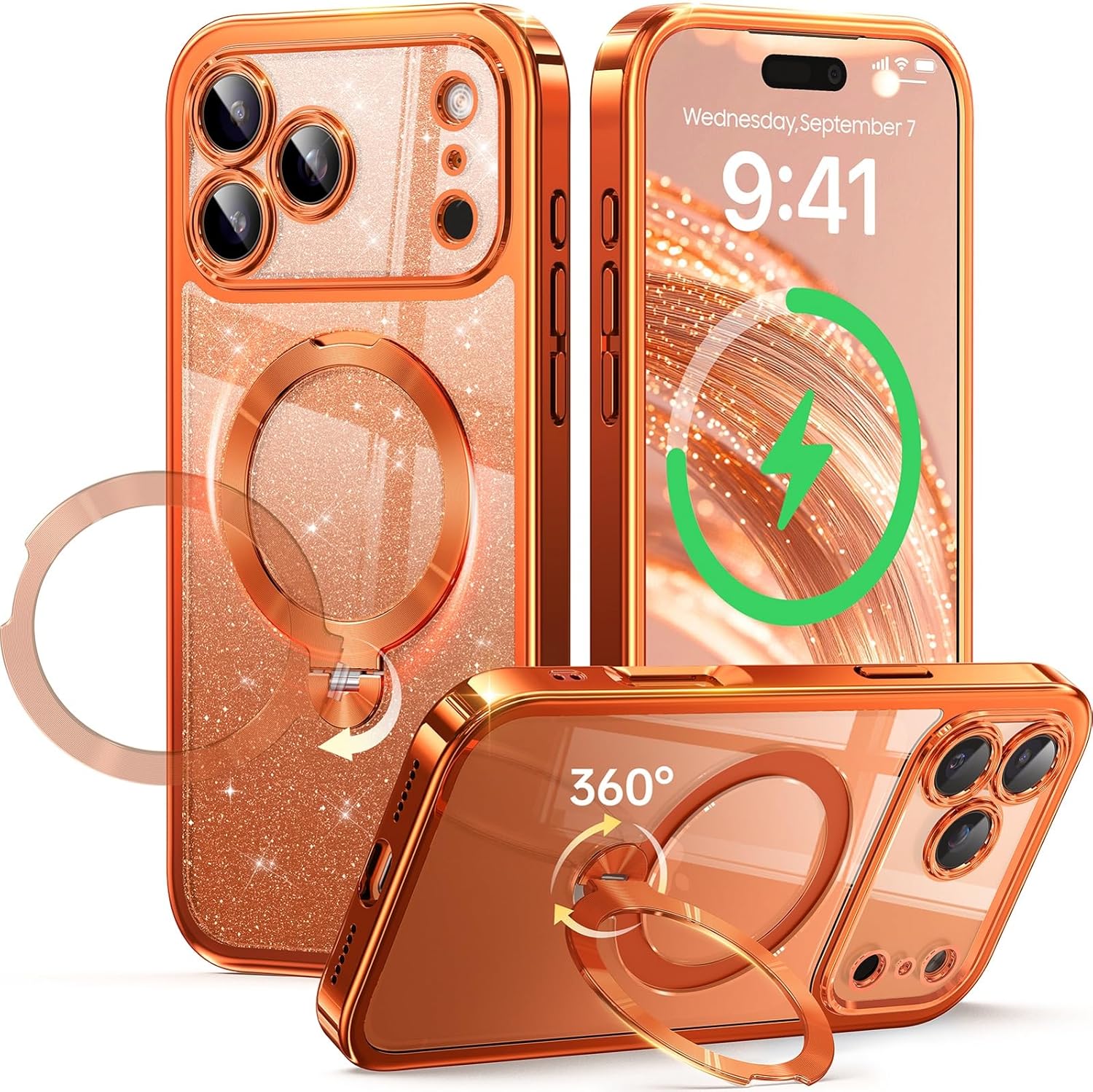 Detalle de iPhone 17 Pro Cosmic Orange case with 16FT protection