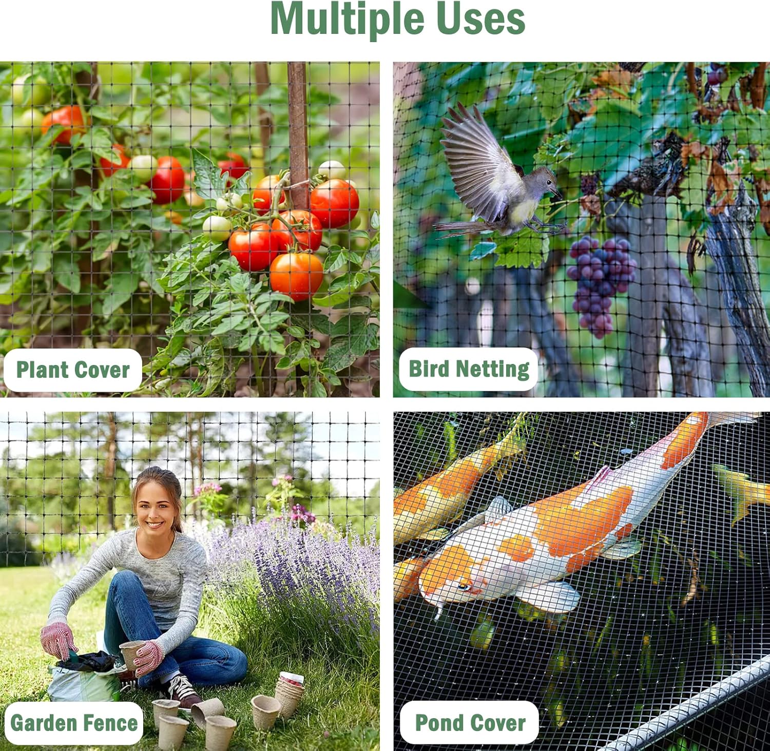 Thumbnail 4 de Garden Netting 4 x 10M Bird Netting with 50 Cable Ties — Heavy Duty, Reusable Garden Mesh