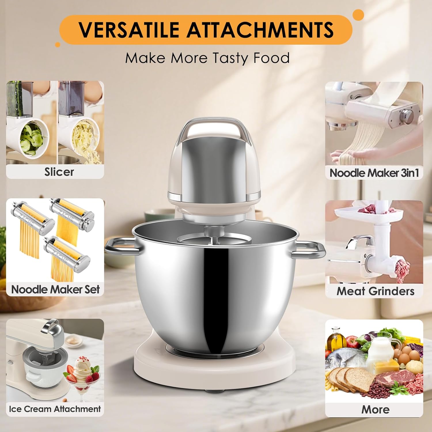 Detalle de 8.4QT Stand Mixer 800W Commercial 🥣