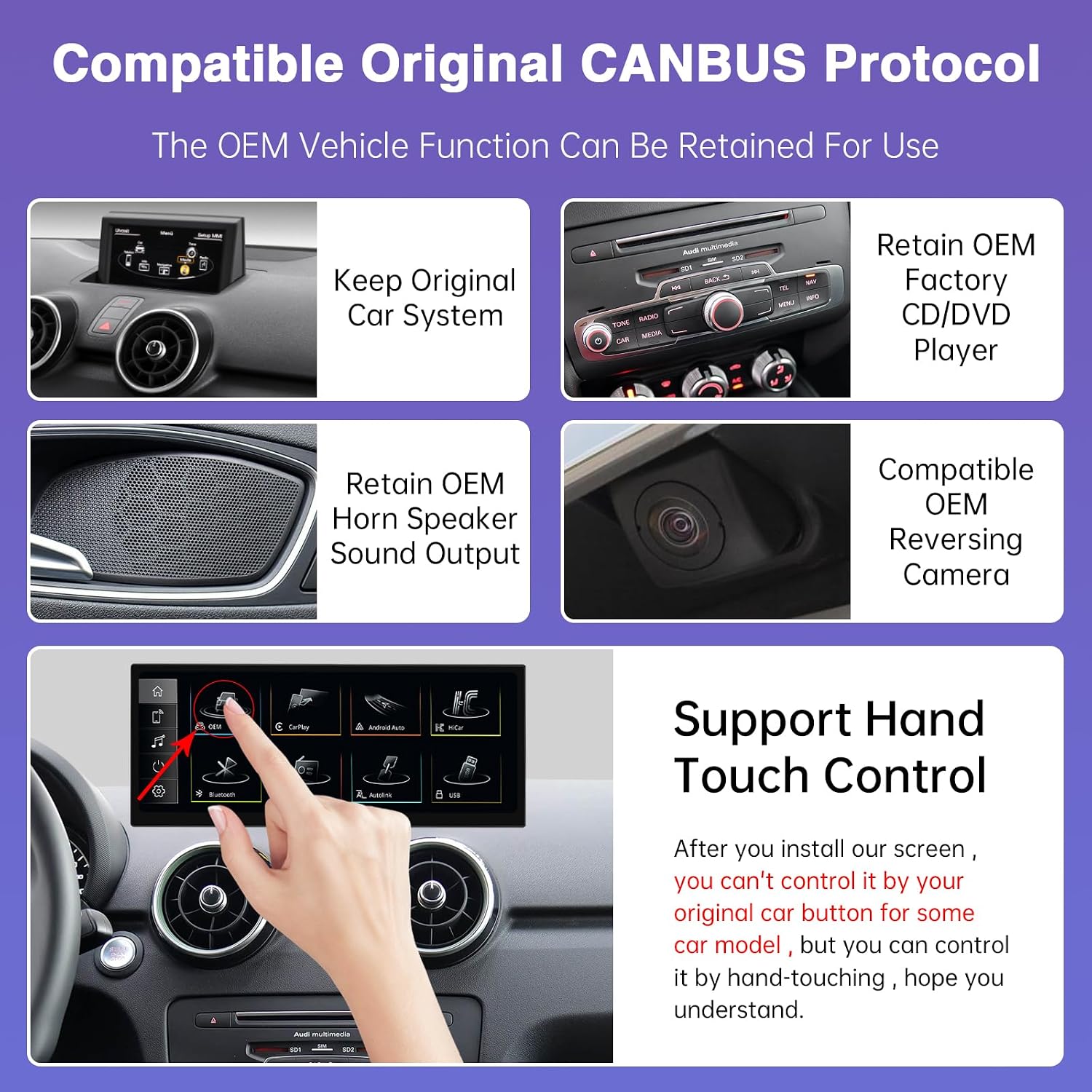 Thumbnail 5 de Road Top autoradio CarPlay/Android Auto senza fili da 12,3" per Audi A1 2012-2018