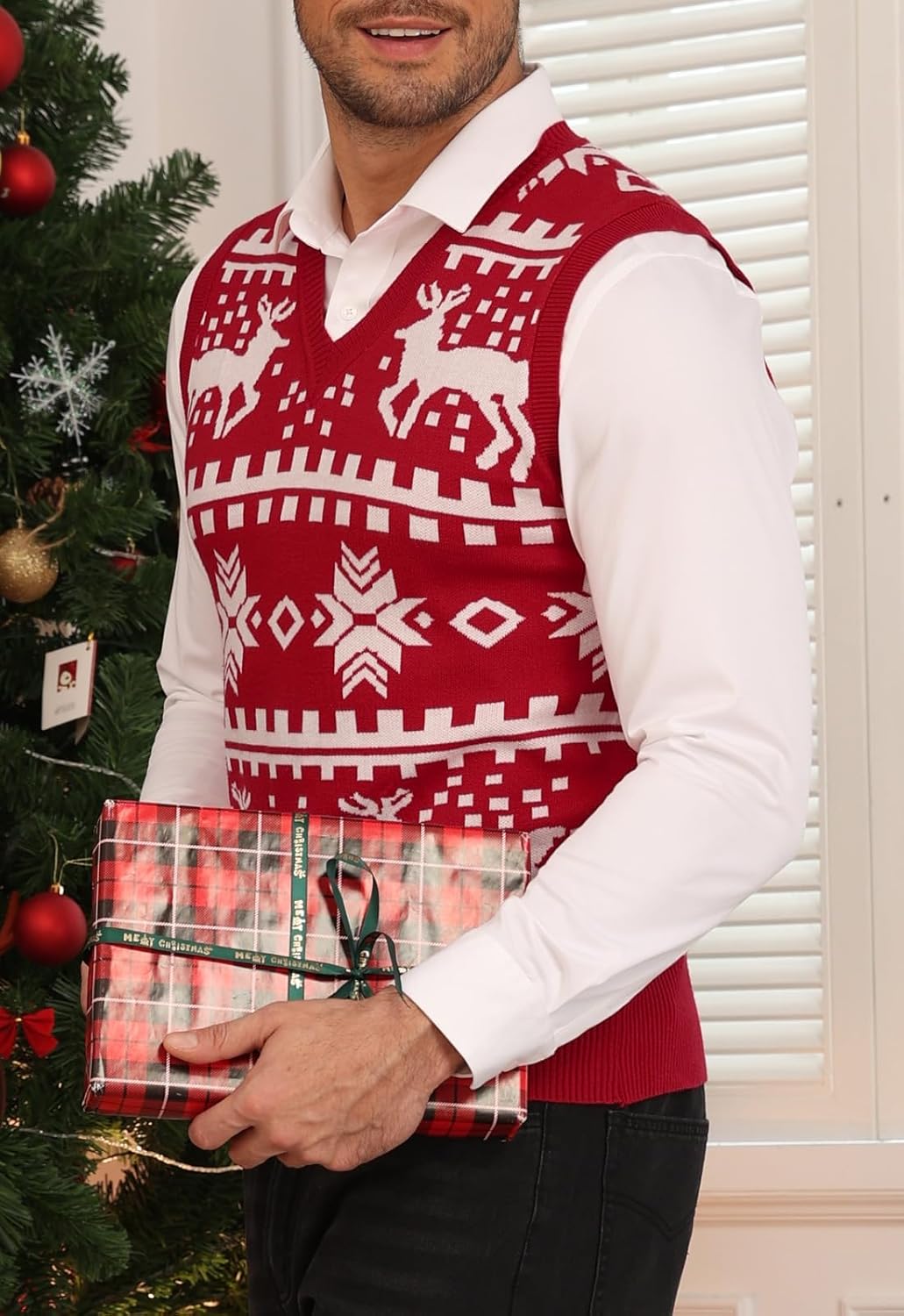 Thumbnail 3 de KUYIGO men’s sleeveless V-neck knitted waistcoat sweater vest (classic business style)