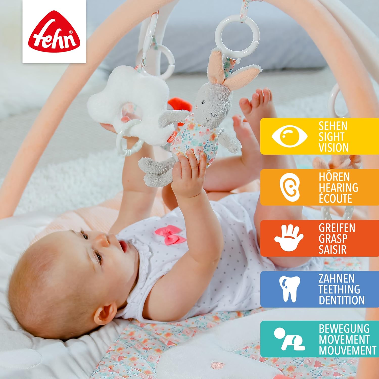 Thumbnail 1 de Fehn 3-D-Activity-Decke Spielbogen Schwanensee (Baby-Krabbeldecke) mit 5 abnehmbaren Spielzeugen