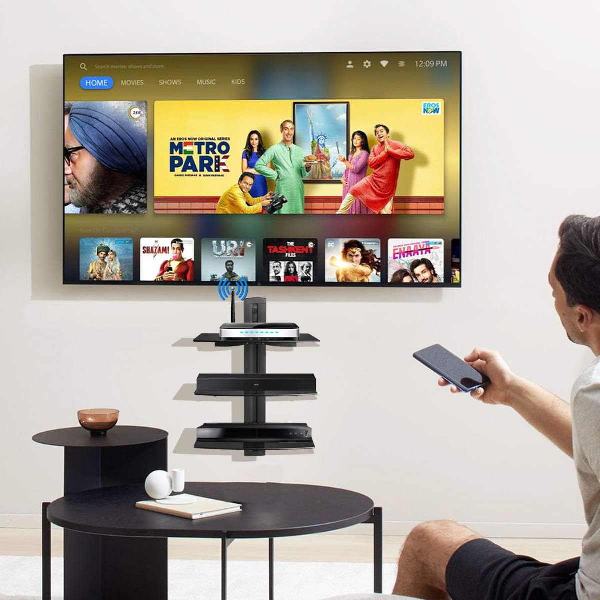 Thumbnail 1 de suptek CS303 3-Shelf Floating Wall Bracket with Tempered Glass for TV & AV Accessories