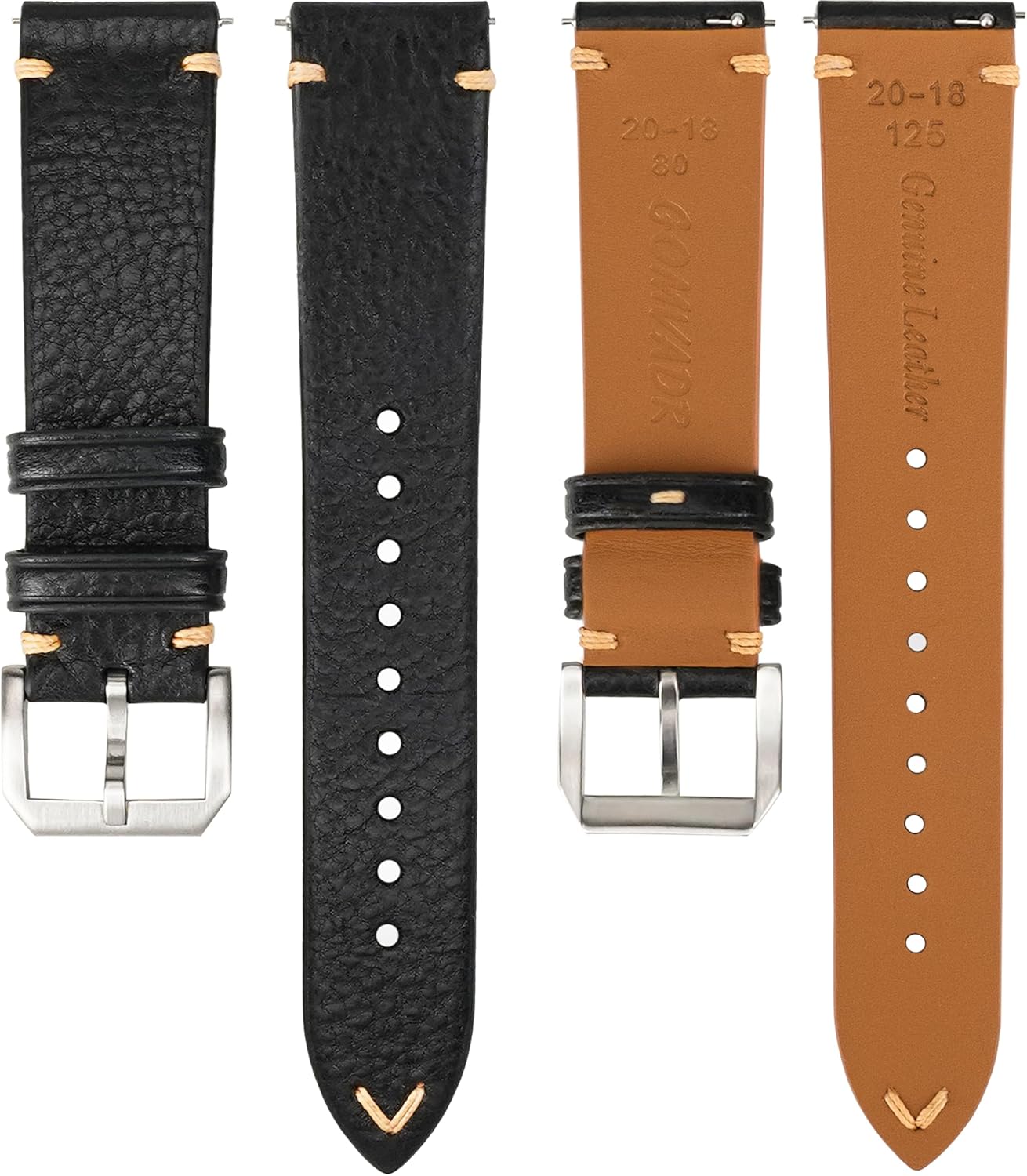 Thumbnail 4 de Gomvadr Quick Release leather watch strap (oil wax calfskin) for 16–22mm lugs