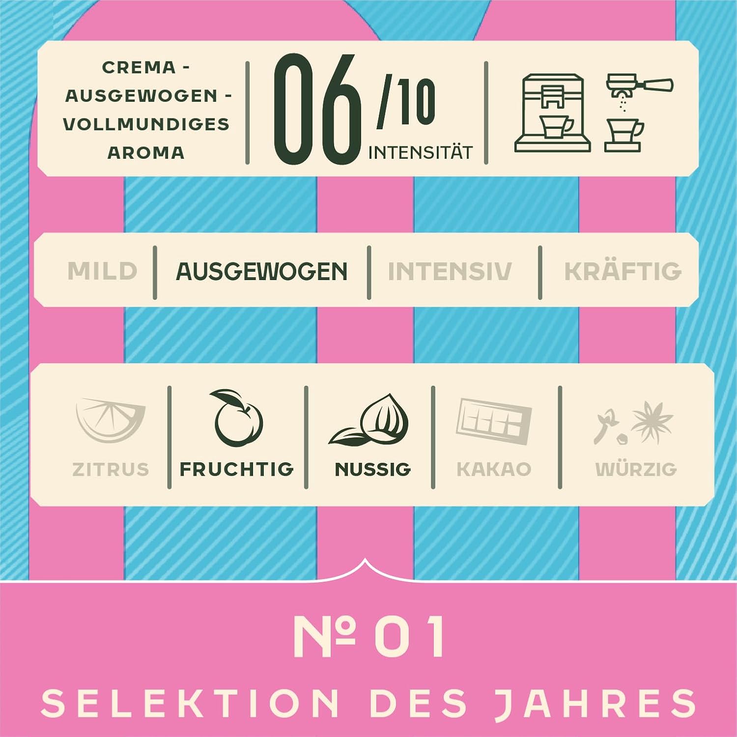 Detalle de Jacobs Kaffeebohnen No.1 Selektion des Jahres 2025 – Vollmundig, mit Zitrusnote, 1 kg ganze Bohnen