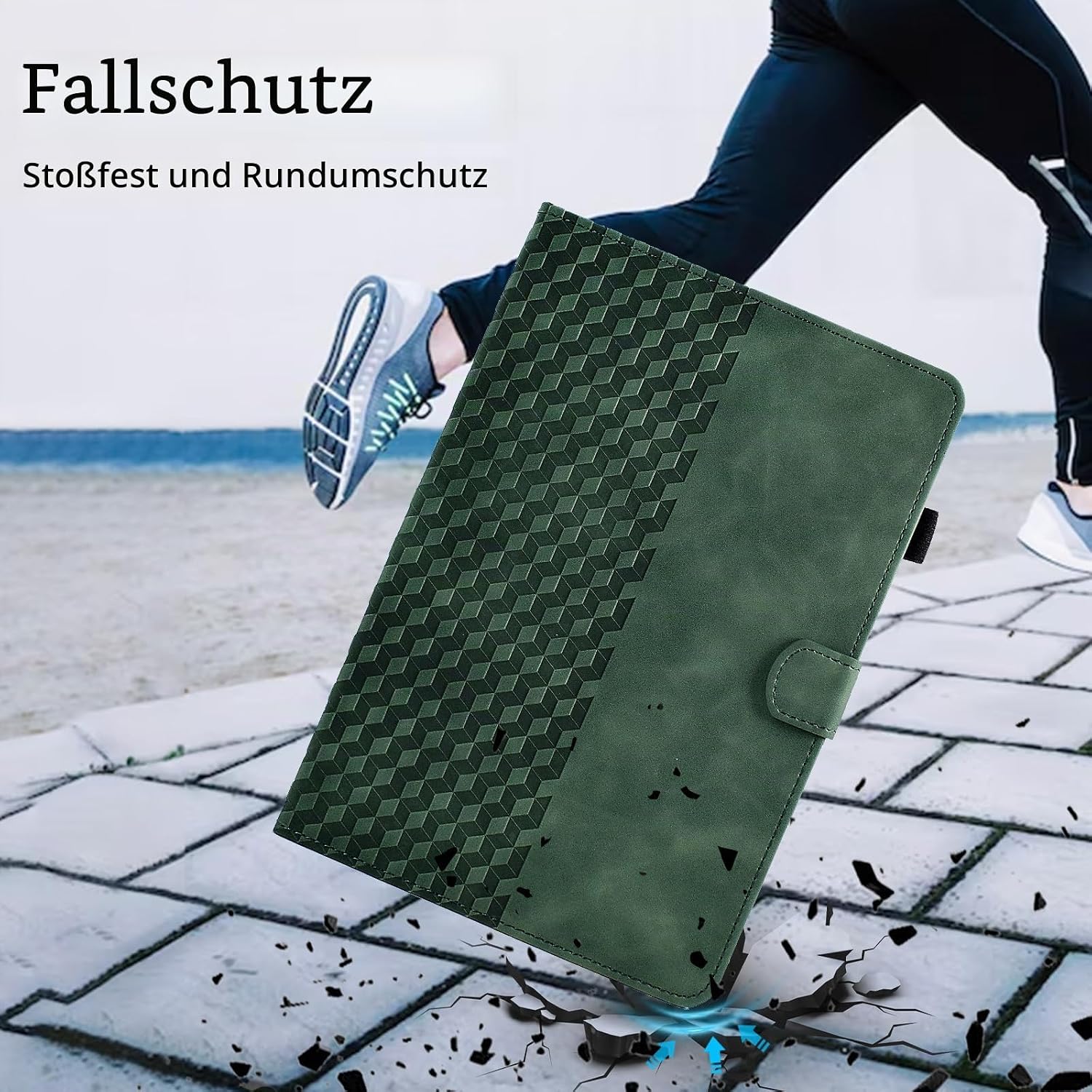 Detalle de Hülle für 7.9-Zoll iPad Mini 5/4/3/2 – Premium PU-Lederhülle mit Sleep/Awake, Stifthalter und Kartenfach (Dunkelgrün)
