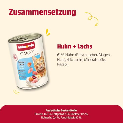 Detalle de animonda Carny Adult Nassfutter Huhn + Lachs – 6 x 400 g