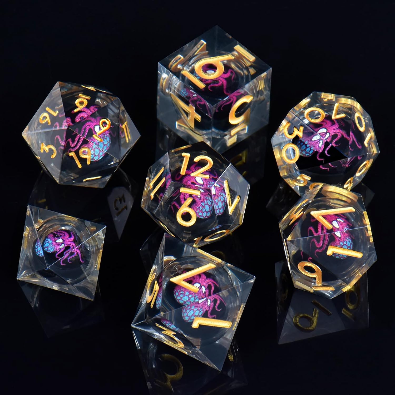 Thumbnail 5 de ORUZA 7 PCS S Dragon Eye DND Dice Liquid Core Resin Set