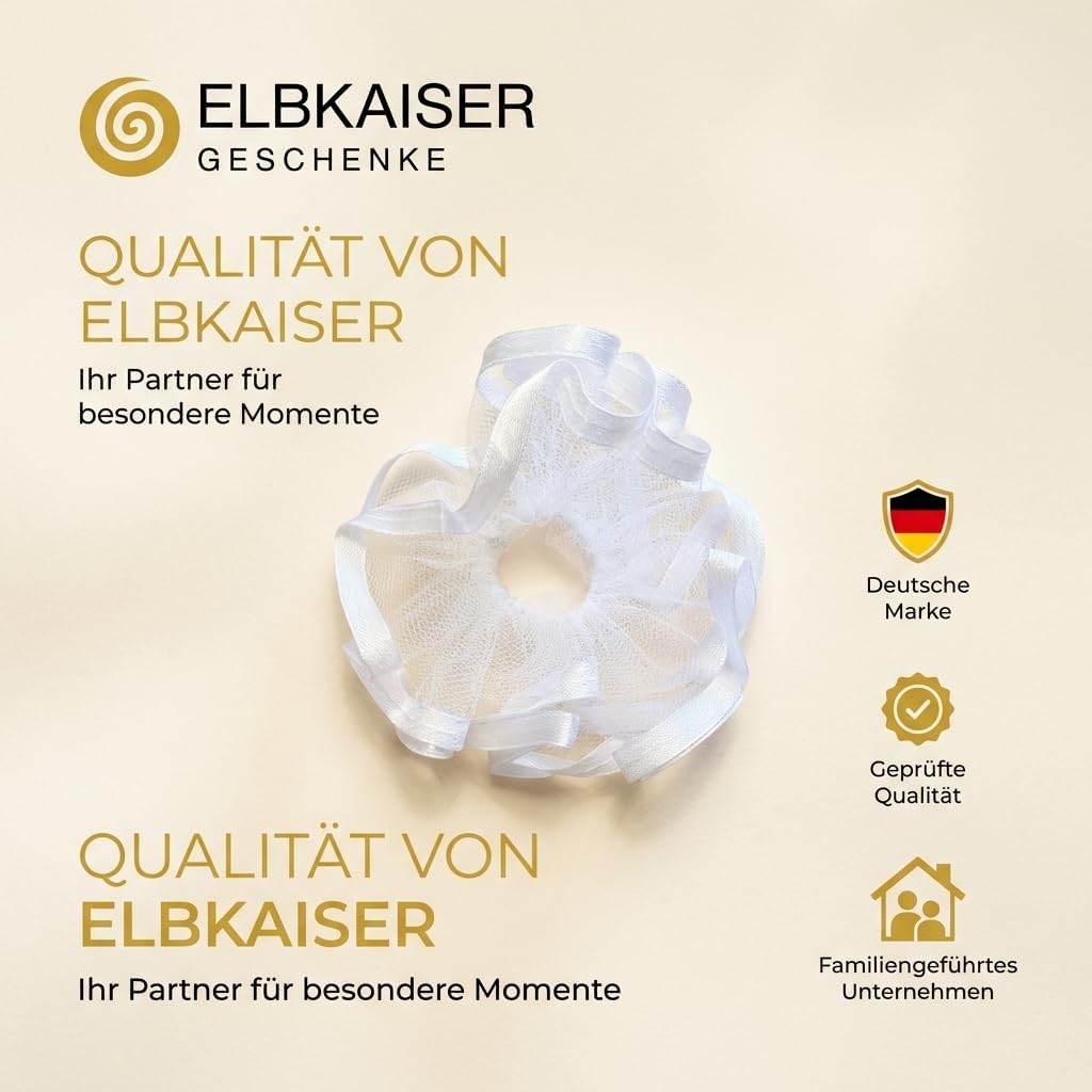 Thumbnail 6 de ELBKAISER Tropfschutz für Kommunionkerze & Taufkerze aus Tüll – weißer Wachsschutz (Handarbeit) für Ø 2–4 cm