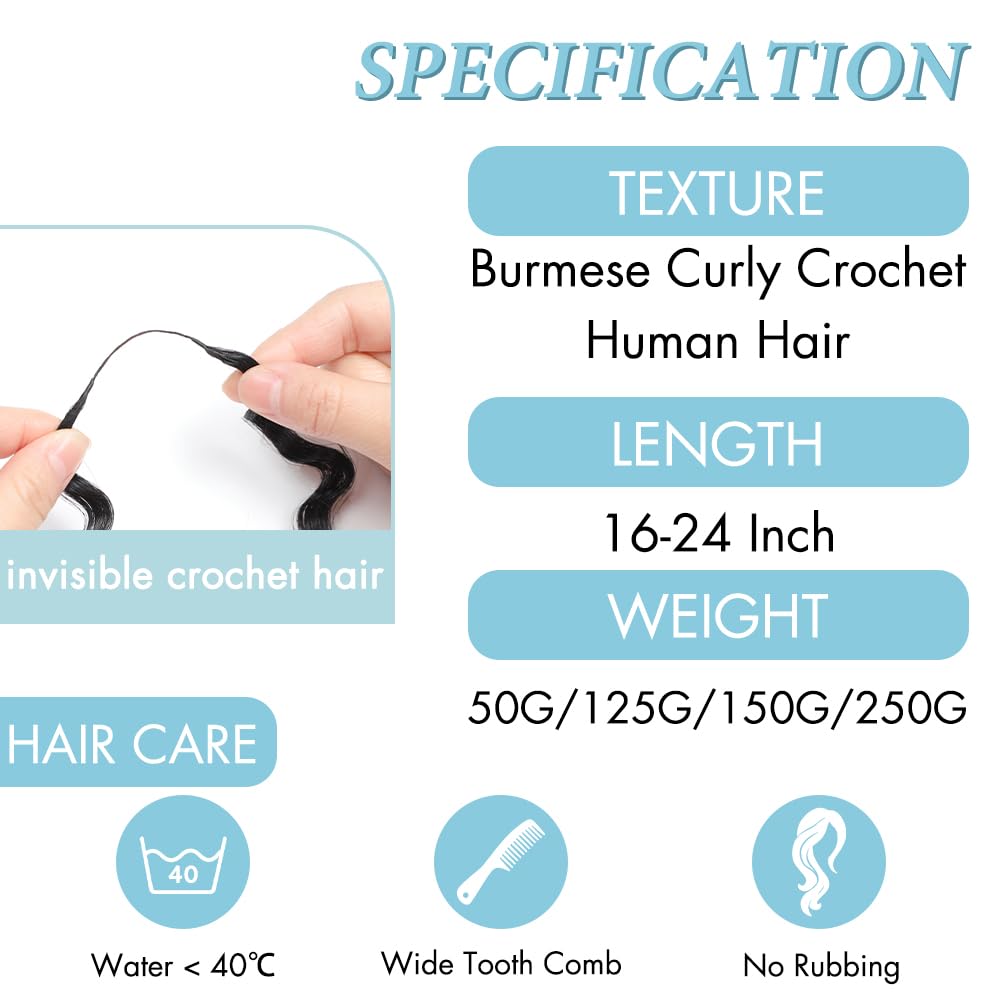 Detalle de Human Crochet Hair for Black Women 16 Inch Burmese Curly Bundles