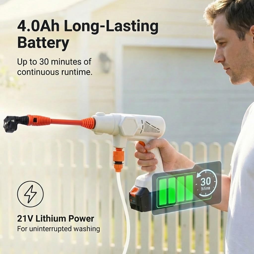 Thumbnail 3 de Kalopsia Idropulitrice Portatile a Batteria 21V 4Ah – 1400 PSI, 6 in 1, Leggera e Wireless