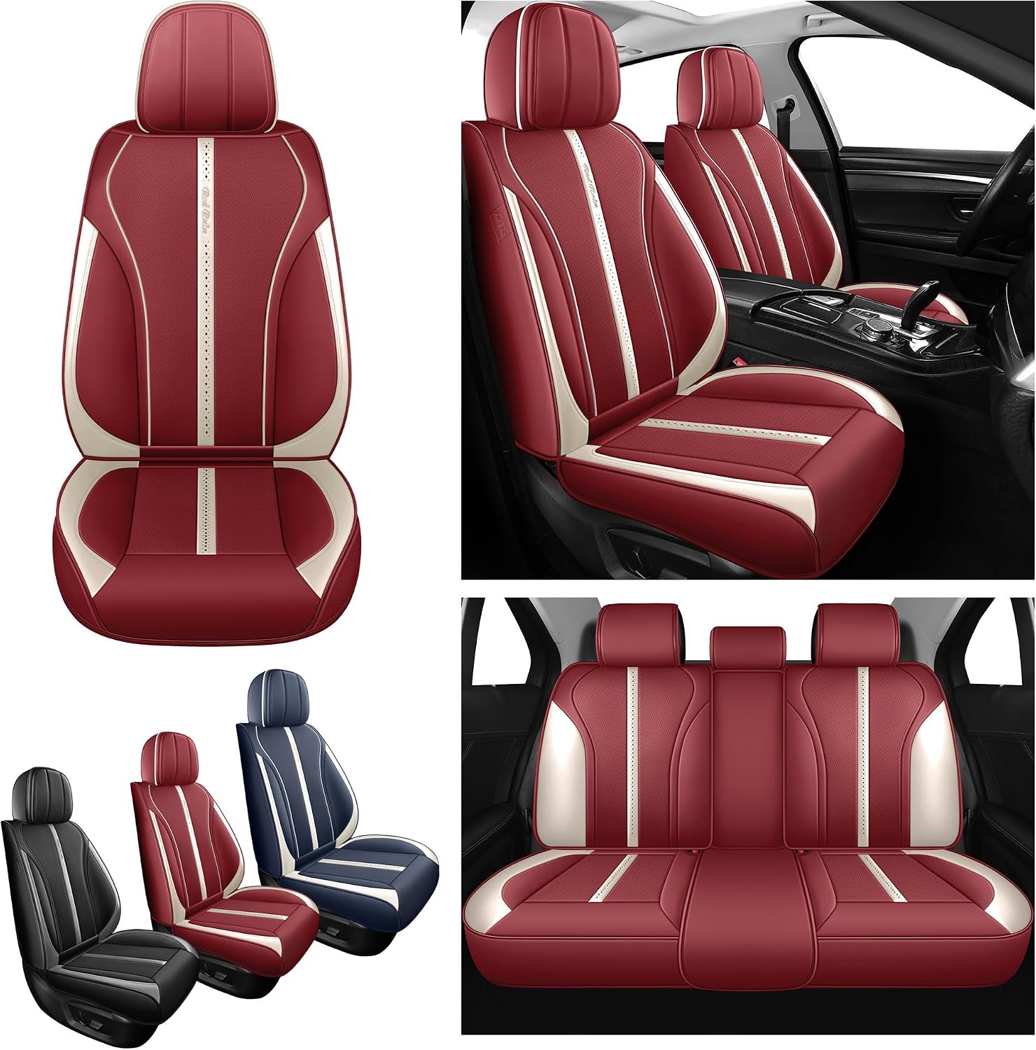 Detalle de Menifomory Seat Covers R-Red+White 13pcs