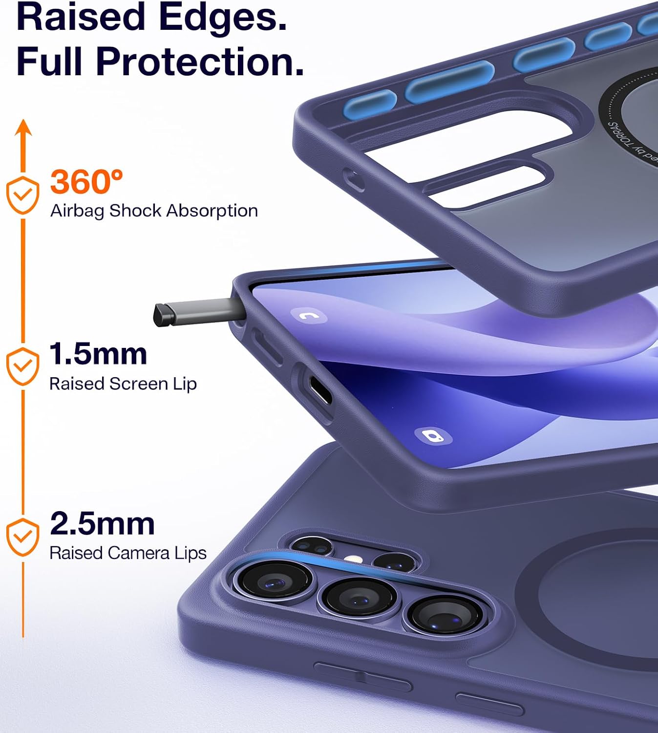 Detalle de TORRAS Magnetic Shockproof Case for Samsung Galaxy S26 Ultra (Purple) with MagSafe Compatibility