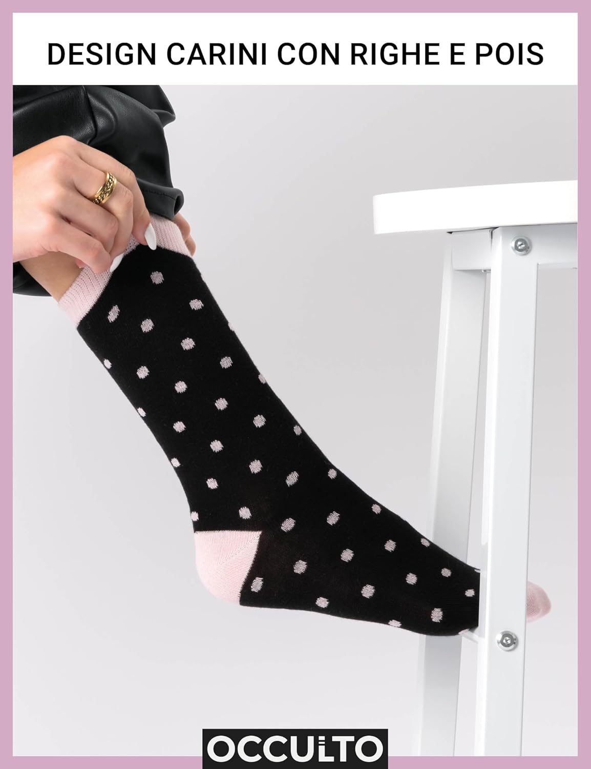Detalle de Occulto calze donna in cotone con strisce e pois (10 paia) – morbide e traspiranti